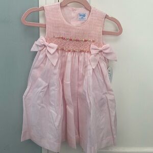 Lulu & Me Pink Smocked Bow-Accent Girls Dress